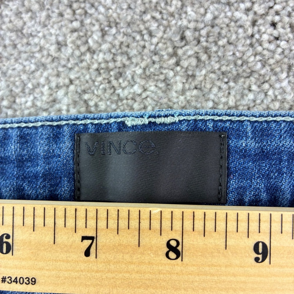 Vince Denim Bermuda Shorts Women 26 Blue Distressed Raw Hem Mid Rise Jean Cutoff - Picture 2 of 10